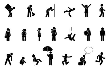 man icon, people illustration set, human silhouettes