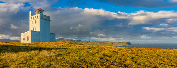 Panoramic view of lighthouse Dyrholaey, Iceland
