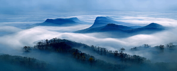smoky mountains, mountains fog