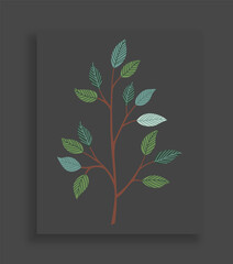 Tree and leaves. Botany element in watercolor. composition for designing greeting cards or invitations. Concept of wedding poster template
