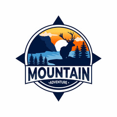 mountain logos, mountain illustrations, hunting logo illustrations, with deer and sea images, great for t-shirts and other needs