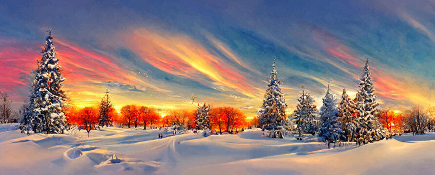 wonderful picturesque scene  awesome winter landscape