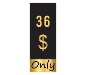 $ Dollar Only Coupon sign or Label or discount voucher Money Saving label, stamp Vector Illustration with fantastic gold font on black background