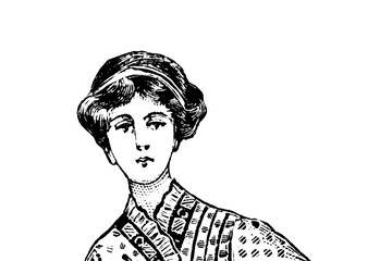 Portrait of a woman - Vintage Illustration in engraving style