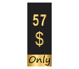 $ Dollar Only Coupon sign or Label or discount voucher Money Saving label, stamp Vector Illustration with fantastic gold font on black background