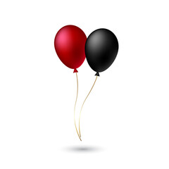 Black Friday red and black balloons. Decorative elements for Black Friday sale. Vector illustration.