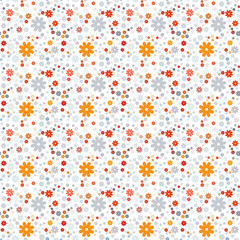 コスモスの シームレスリピート タイル。透過png でさらに上下左右繋げることができる　オレンジ