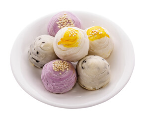 Chinese cake with white plate isolated and save as to PNG file