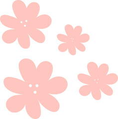 Set of simply flowers in clear background. Flowers PNG.Pastel color,vector.