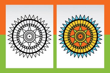 Flower Mandalas. Vintage decorative elements. Oriental pattern, vector illustration. Islam, Arabic, Indian, turkish, pakistan, chinese, ottoman motifs. Bright colors and black and white on white backg