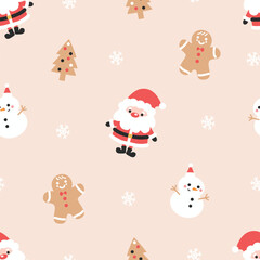Cute Little Santa Claus Seamless Pattern