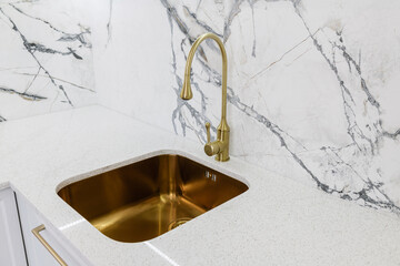 new copper gold sink in kitchen counter