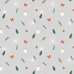 Cute Little Christmas Elements Seamless Pattern