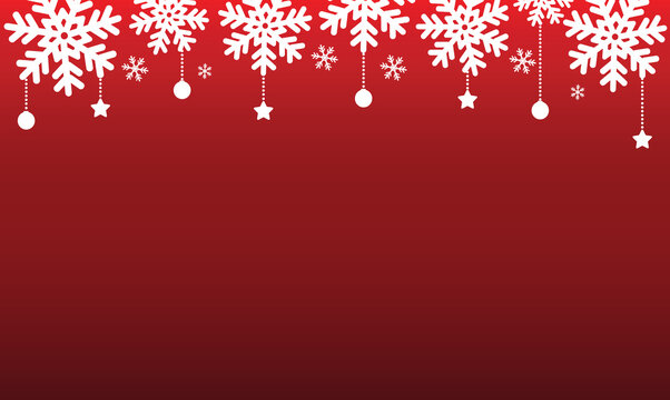 Red Gradient Christmas Background with White Snowflake Border