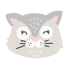 Baby animal cat, animal isolated, cute animal cartoon vector, adorable pet vector, minimalist cartoon design