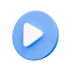 3D render round blue play sign isolated on white background vector illustration.