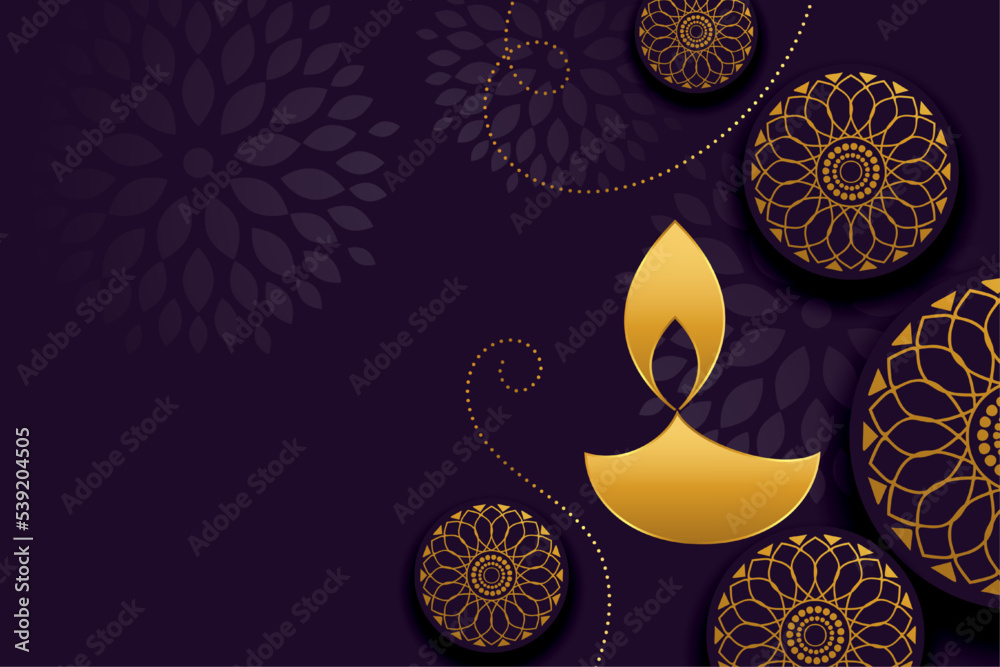Poster happy diwali festival background with artistic diya design vector - Posters