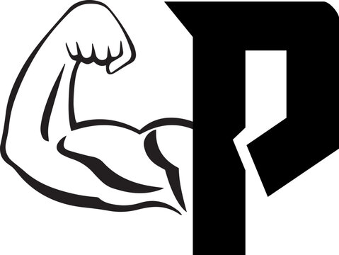Letter P Logo With muscular shape. Fitness Gym logo.