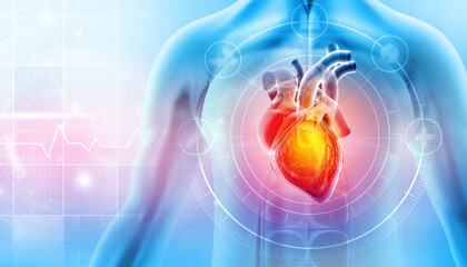 Heart attack and heart disease. 3d illustration - obrazy, fototapety, plakaty