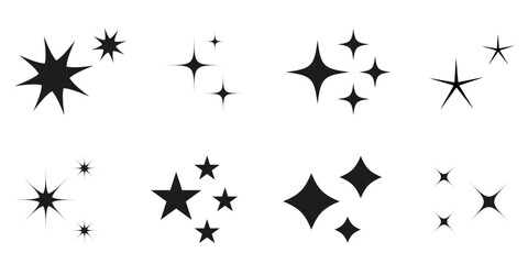 Sparkle star vector icons. Stars collection. Sky objects, blink vector signs clipart. eps10