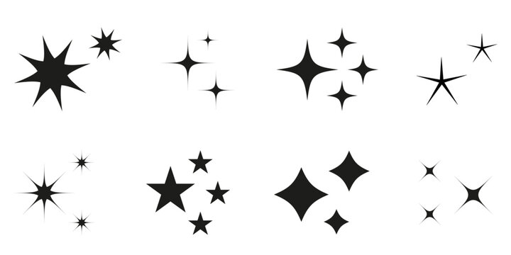 Sparkle Star Vector Icons. Stars Collection. Sky Objects, Blink Vector Signs Clipart. Eps10