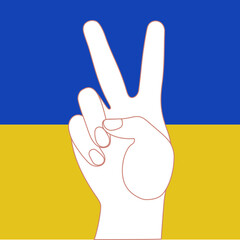 Peace hand gesture sign in fingers. Peace concept.Vector sketch illustration