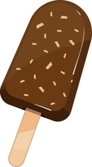 Chocolate ice cream bar. Cartoon sweet summer dessert