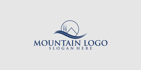 Simple mountain logo design with modern style premium vector