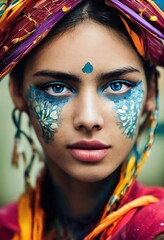 Abstraktes Porträt eines schönen fiktiven indischen Mädchens. Modische süße Frau. Kreatives schönes Mädchen. © designprojects
