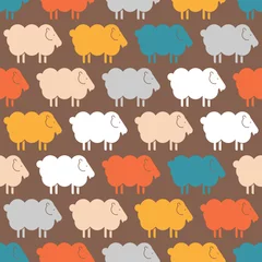 Foto auf Glas Sheep Pattern seamless. Lamb Background. Kids fabric ornament © maryvalery
