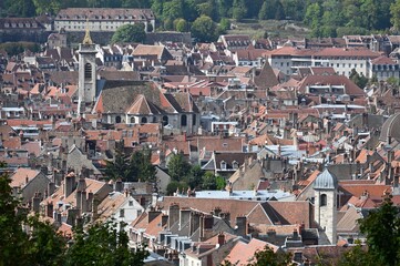 Aerial view of an old city in eastern France