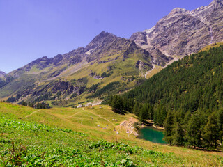 Fototapeta na wymiar Blue Lake, Aosta Valley, Italy