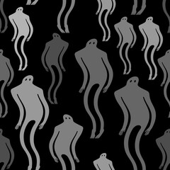 Ghost man Pattern seamless. human phantom Background. Spook Kids fabric ornament