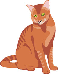 Red fur striped cat. Cartoon kitten icon