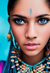 Abstraktes Porträt eines schönen fiktiven indischen Mädchens. Modische süße Frau. Kreatives schönes Mädchen. © designprojects
