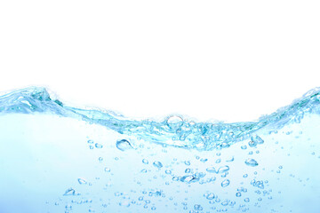 The surface of the water. White background. Close-up view.