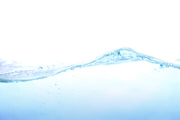 The surface of the water. White background. Close-up view.