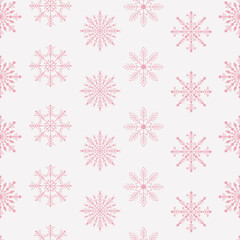 Naklejka na ściany i meble Merry Christmas and Happy New Year seamless pattern with various snowflakes. Modern hand draw illustrations. Colorful contemporary art