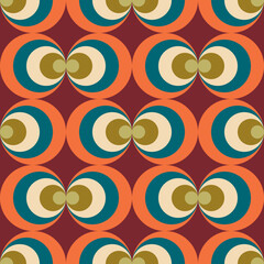 Aesthetic mid century printable seamless pattern with retro design