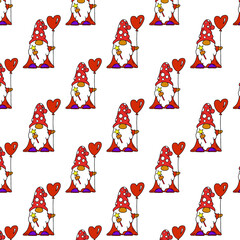 seamless pattern with red and white Santa 