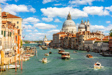 Fototapeta na wymiar Santa Maria della Salute cathedral and Grand canal, Venice, Italy