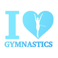 I love gymnastics. Vector young woman silhouette in pink colors. Gymnast logo