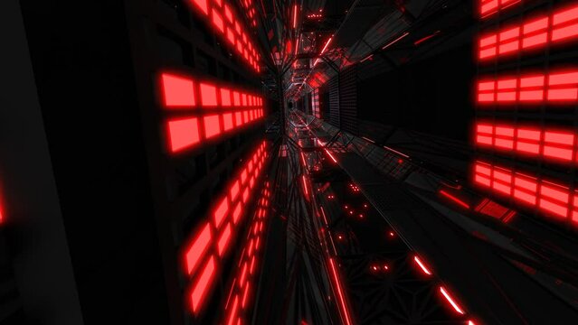 VJ トンネル 基地 回廊 テクノロジー 夜 赤 [別Verあり]