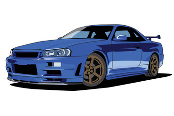 blue race car illustration vector design - obrazy, fototapety, plakaty