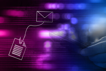 cyber crime phishing mail , security awareness to protect important data hacking - obrazy, fototapety, plakaty