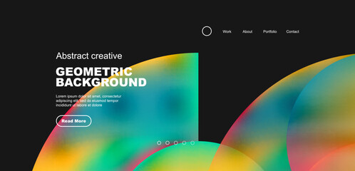 Obraz premium Circles, round shapes and lines with fluid gradients abstract background. Vector illustration for wallpaper, banner, background, leaflet, catalog, cover, flyer
