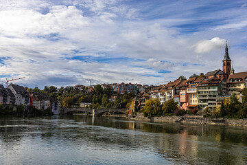 Beautiful view of the river and city of Laufemburg in Germani