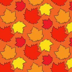 Seamless Pattern with Autumn Maple Leaves. Autumn Design Collection, Backgrounds, Wrapping Paper Design. Vector Illustration