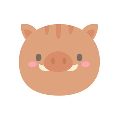 Wild boar vector. cute animal face design for kids