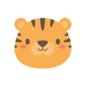 Tiger vector. cute animal face design for kids